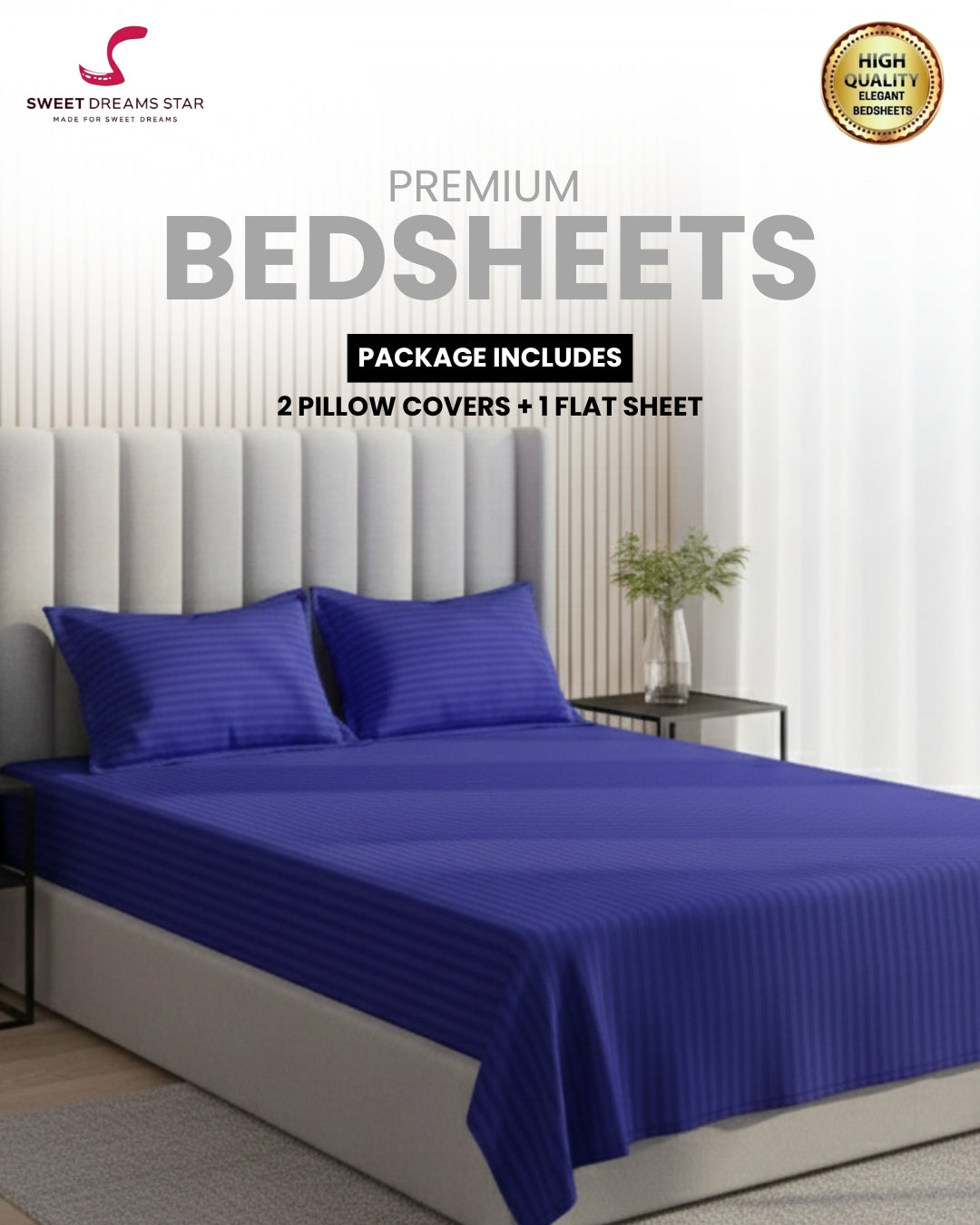 Bedsheet with 2 Pillow Covers