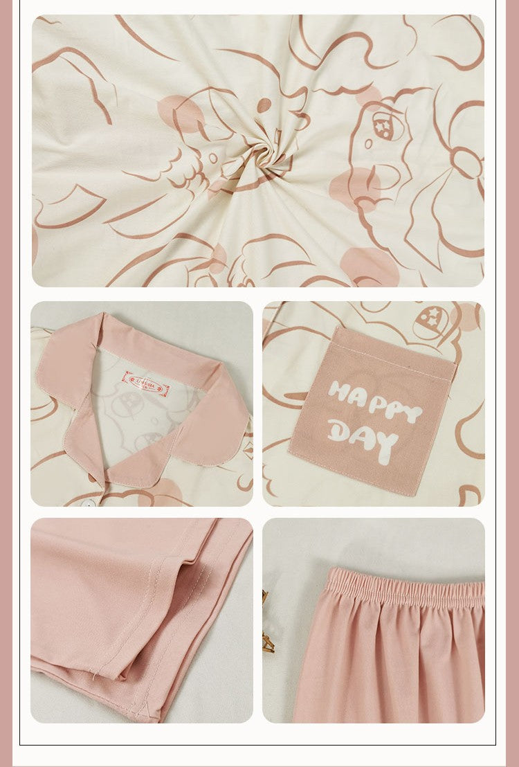 Women's Pastel Doodle Character Pajama Set | Ultimate Comfort Wear | FREE SHIPPING