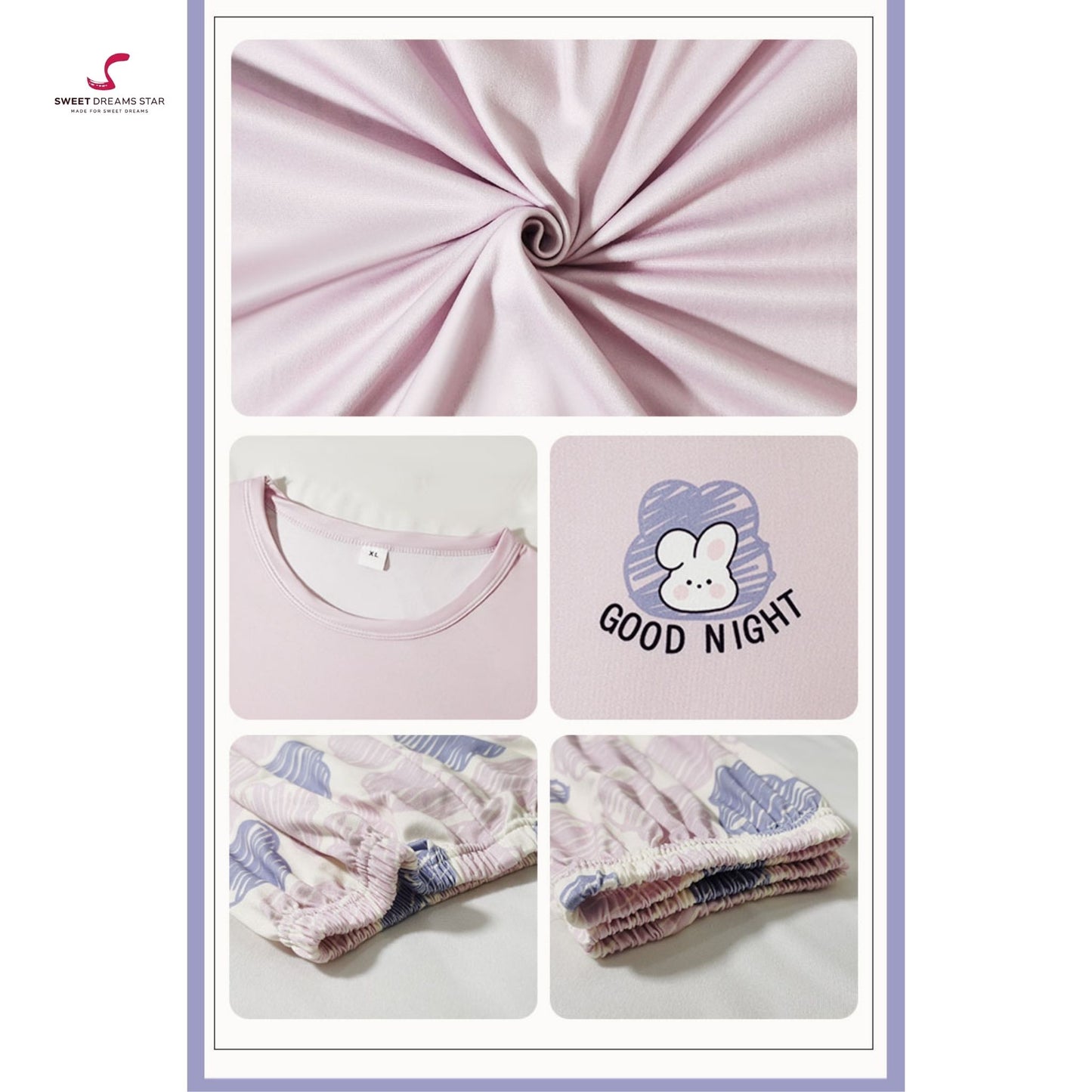 Purple Good Night Bunny Women’s Long Pyjama Set