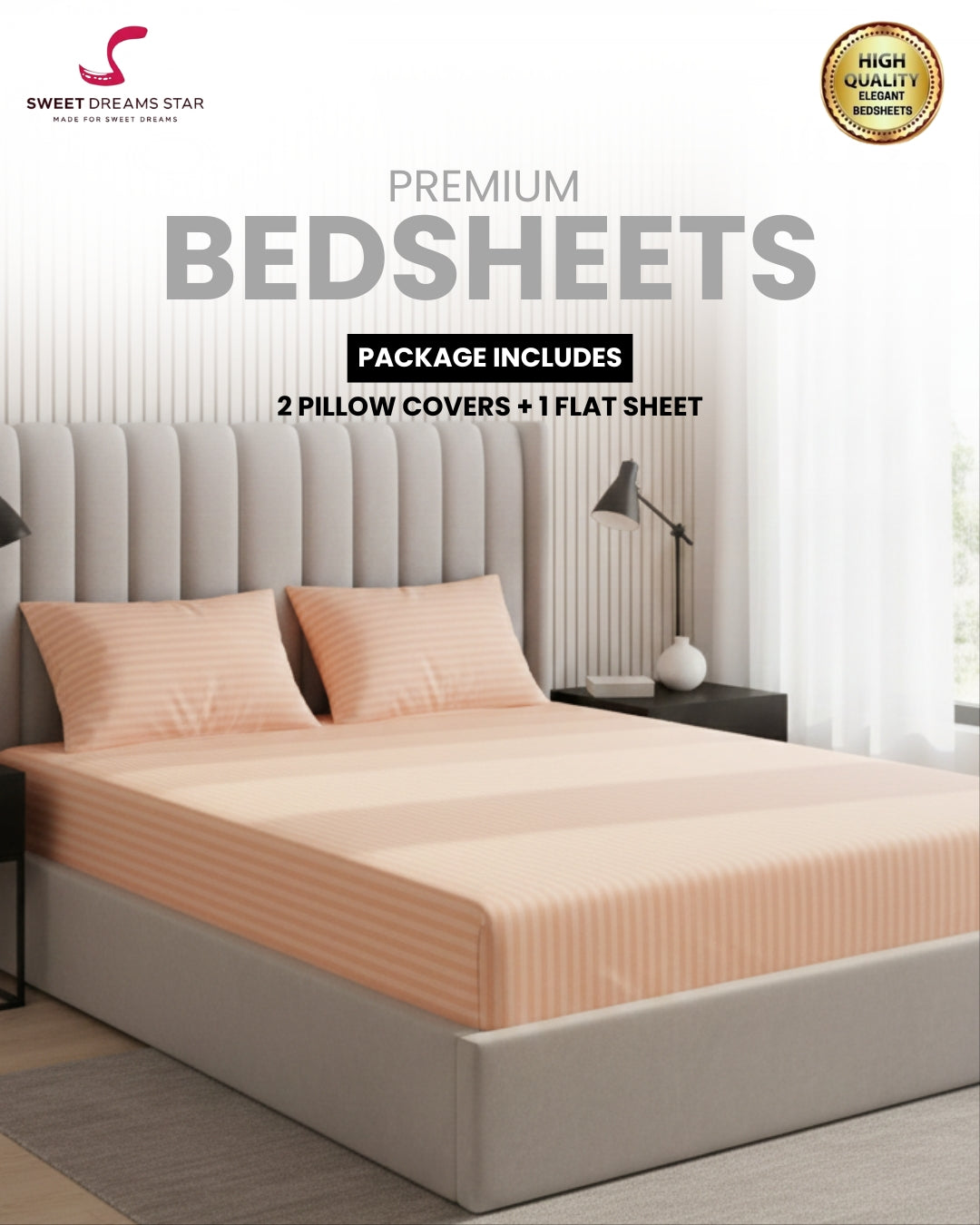 Bedsheet with 2 Pillow Covers