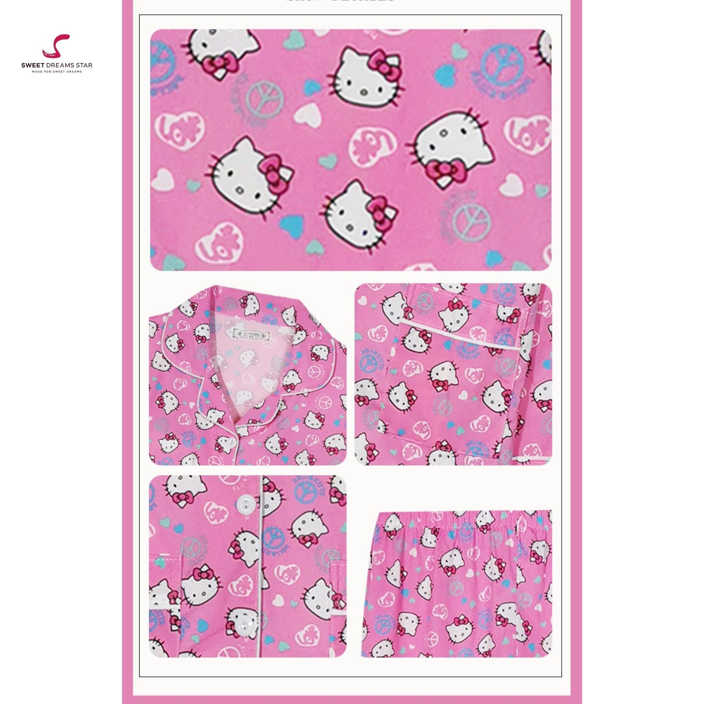 Cute Cat Character Print Full-Length Pyjama Set