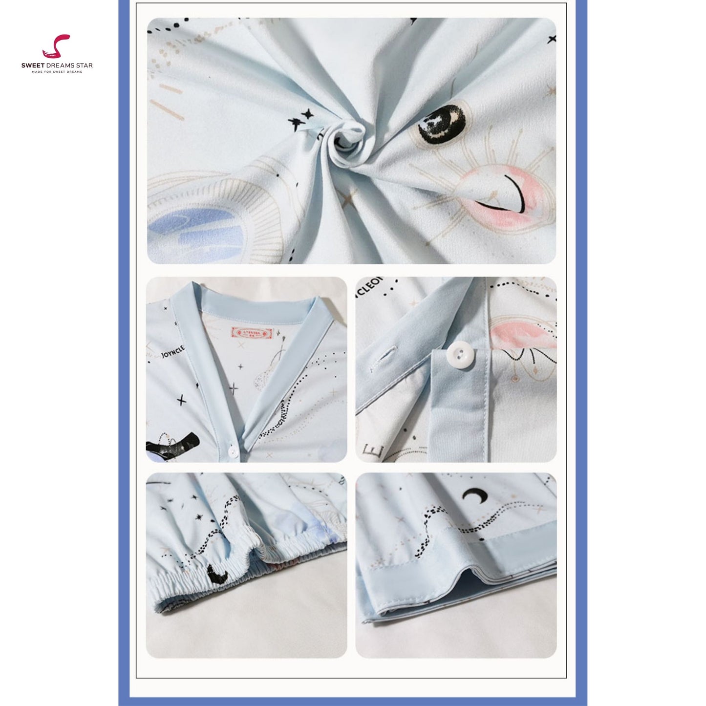 Luxury Celestial Galaxy Print V-Neck Full-Length Pyjama Set