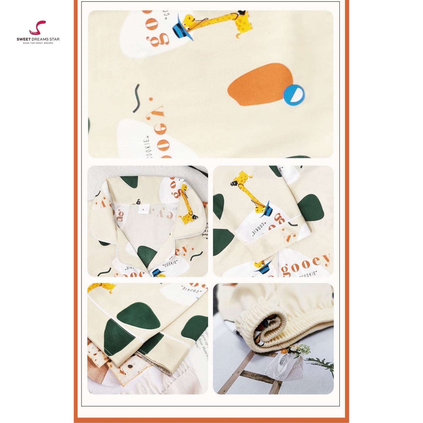 Abstract Giraffe & Geometric Print Full-Length Pyjama Set