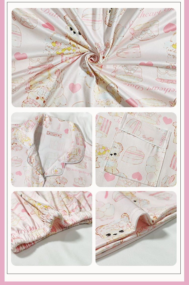 Women's Pastel Dream Character Short Sleeve Pajama Set | Ultimate Comfort Wear|FREE SHIPPING