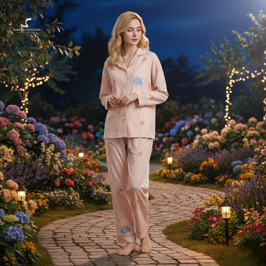 Luxury Bear & Dreamy Cloud Print Full-Length Pyjama Set