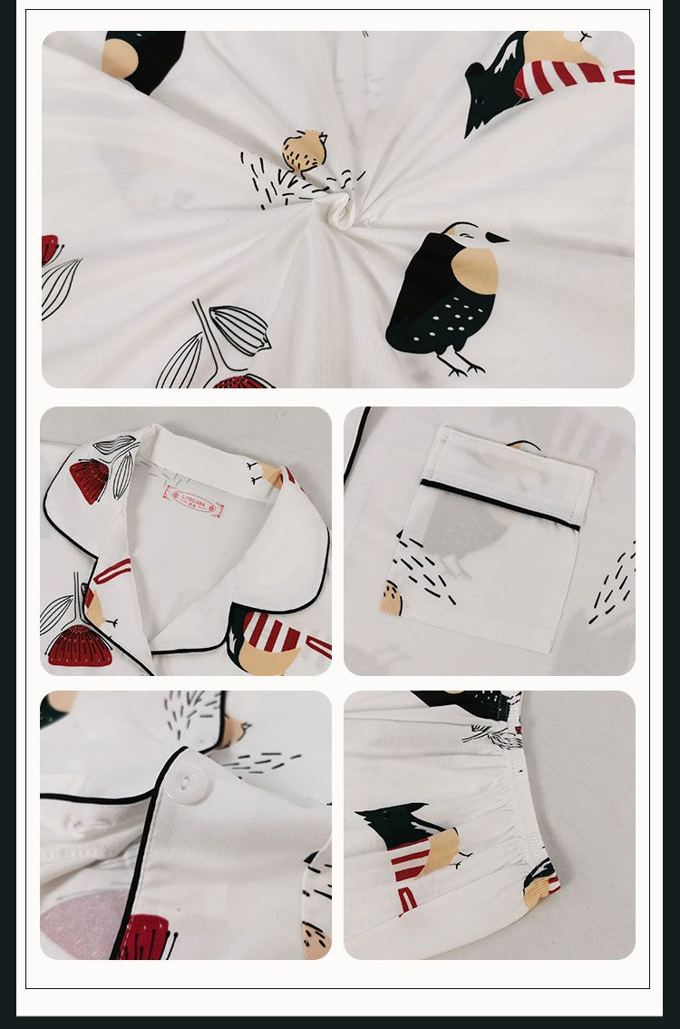Women's Whimsical Puffin & Rose Pajama Set | Ultimate Comfort Wear| FREE SHIPPING