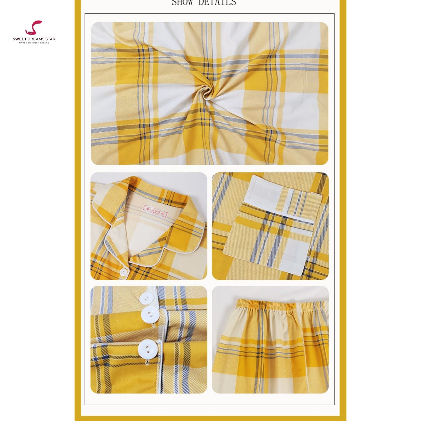 Luxury Yellow Tartan Plaid Full-Length Pyjama Set