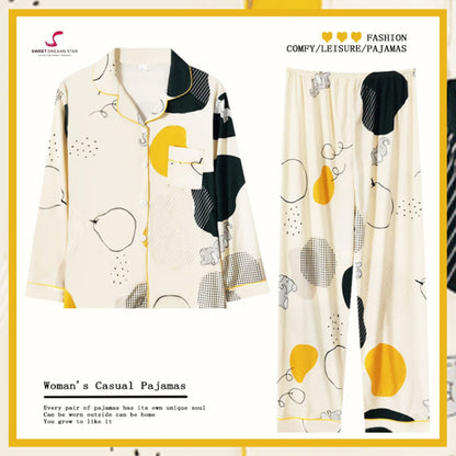 Abstract Elephant Print Full-Length Pyjama Set