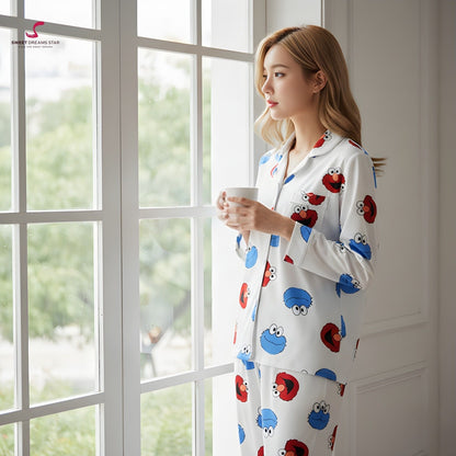 Cartoon Character Print Full-Length Pyjama Set