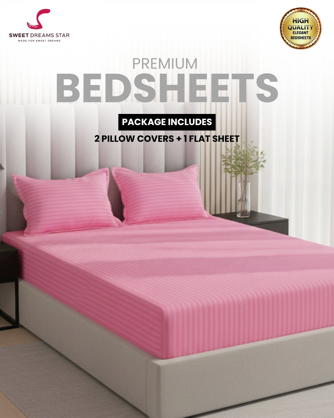 Bedsheet with 2 Pillow Covers