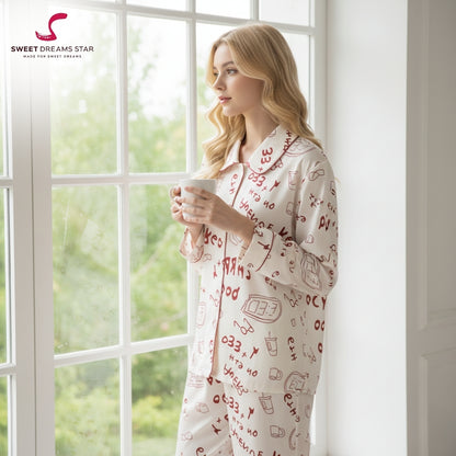 Women's Scripted Typography Pajama Set | Ultimate Comfort Wear | FREE SHIPPING