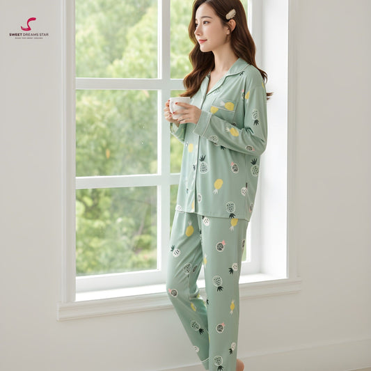 Fruit Print Full-Length Pyjama Set