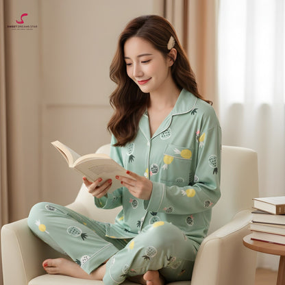 Fruit Print Full-Length Pyjama Set