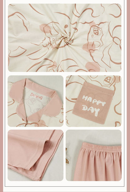 Women's Pastel Doodle Character Pajama Set | Ultimate Comfort Wear | FREE SHIPPING