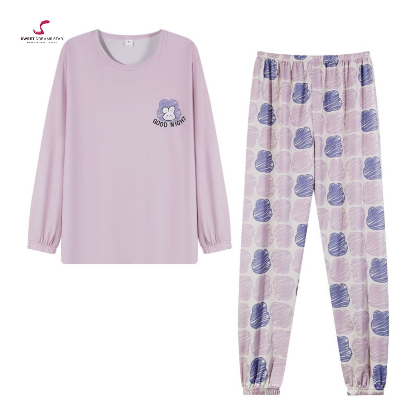 Purple Good Night Bunny Women’s Long Pyjama Set