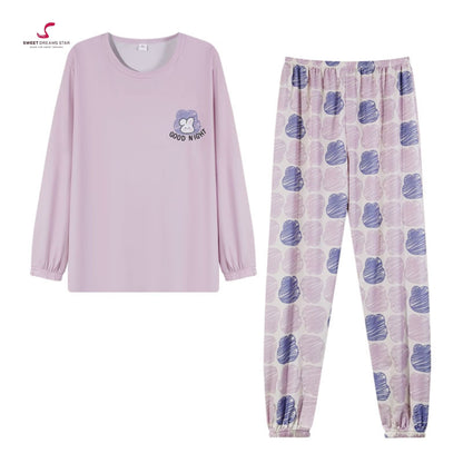 Purple Good Night Bunny Women’s Long Pyjama Set