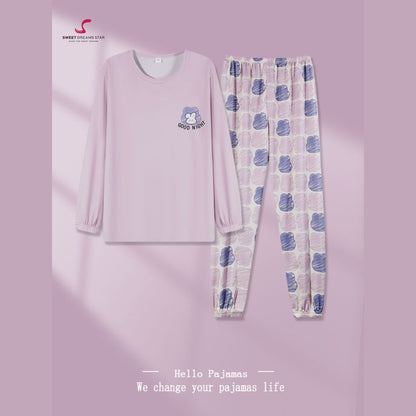 Purple Good Night Bunny Women’s Long Pyjama Set