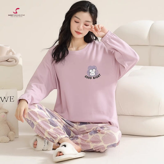 Purple Good Night Bunny Women’s Long Pyjama Set