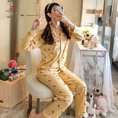 Carrot Print Full-Length Pyjama Set