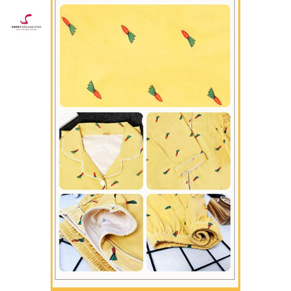 Carrot Print Full-Length Pyjama Set