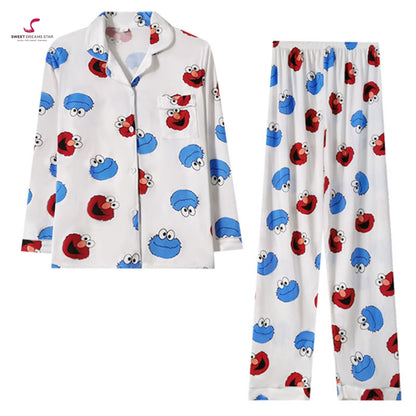 Cartoon Character Print Full-Length Pyjama Set