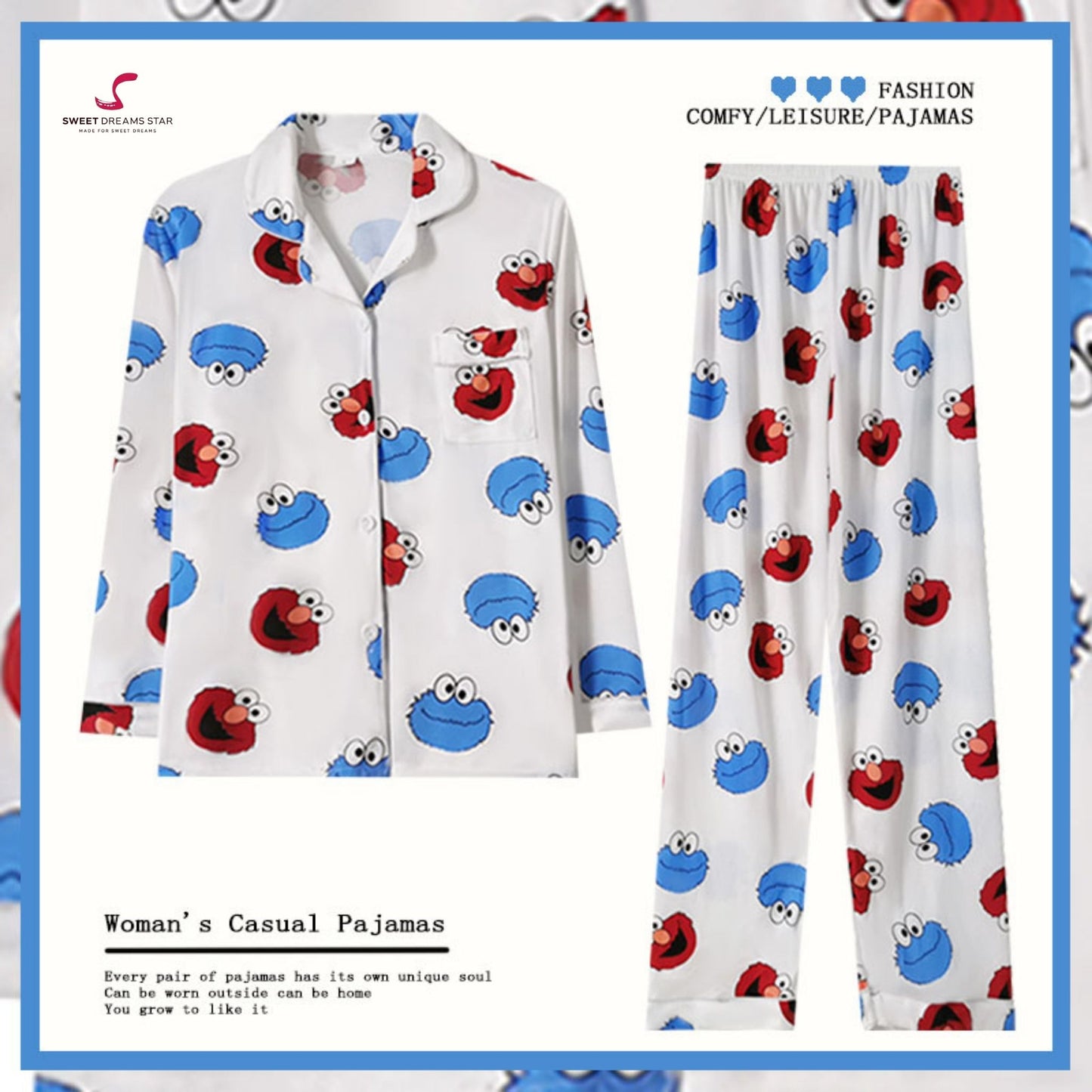 Cartoon Character Print Full-Length Pyjama Set