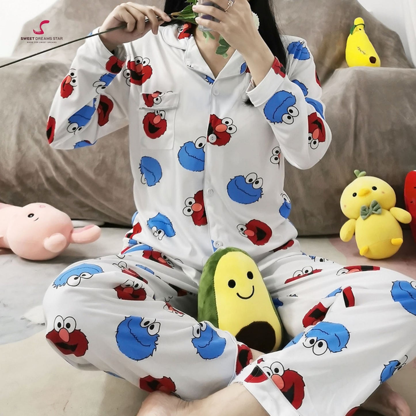 Cartoon Character Print Full-Length Pyjama Set