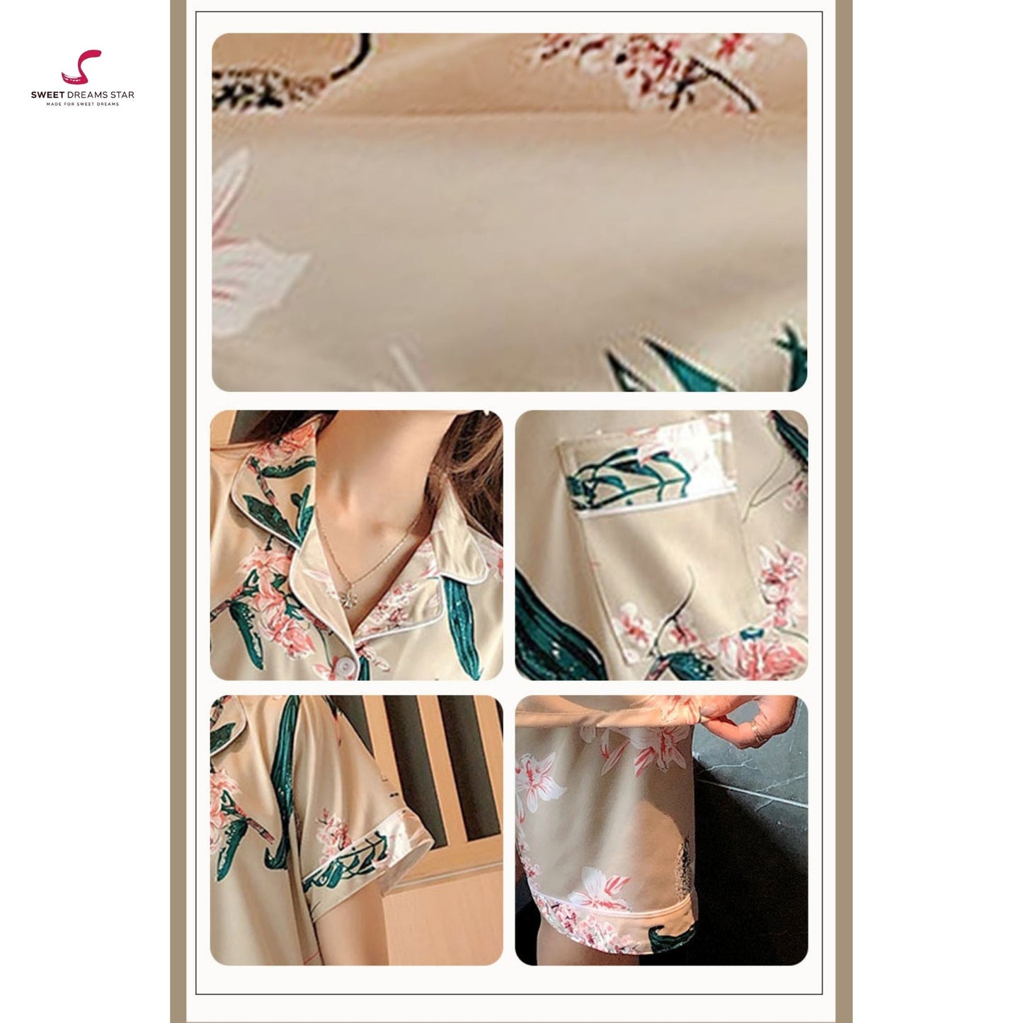 Floral Botanical Print Short Sleeve Pyjama Shorts Set