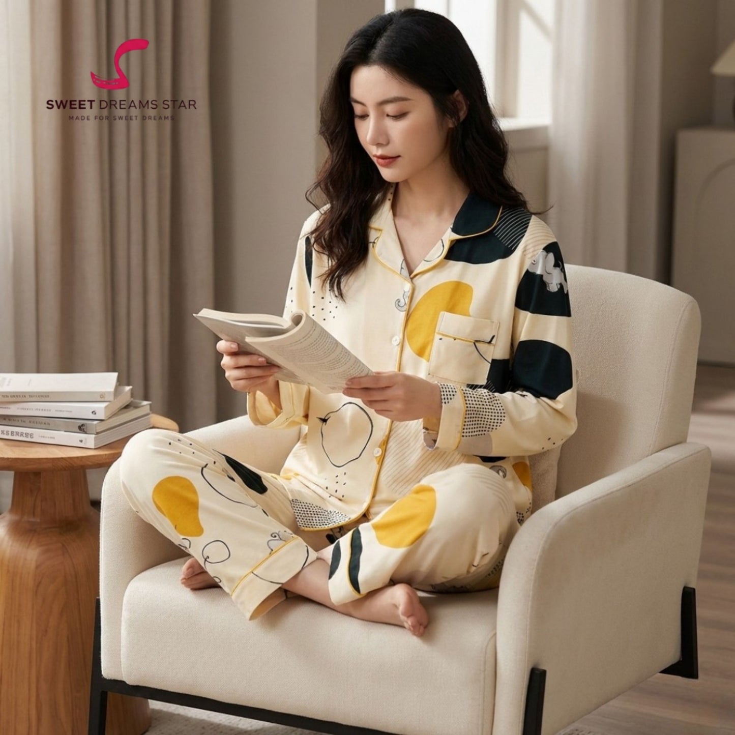 Abstract Elephant Print Full-Length Pyjama Set