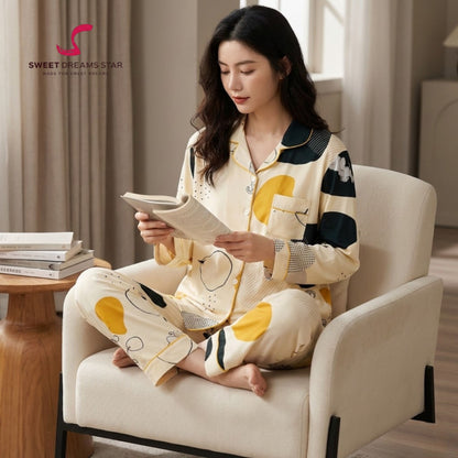 Abstract Elephant Print Full-Length Pyjama Set