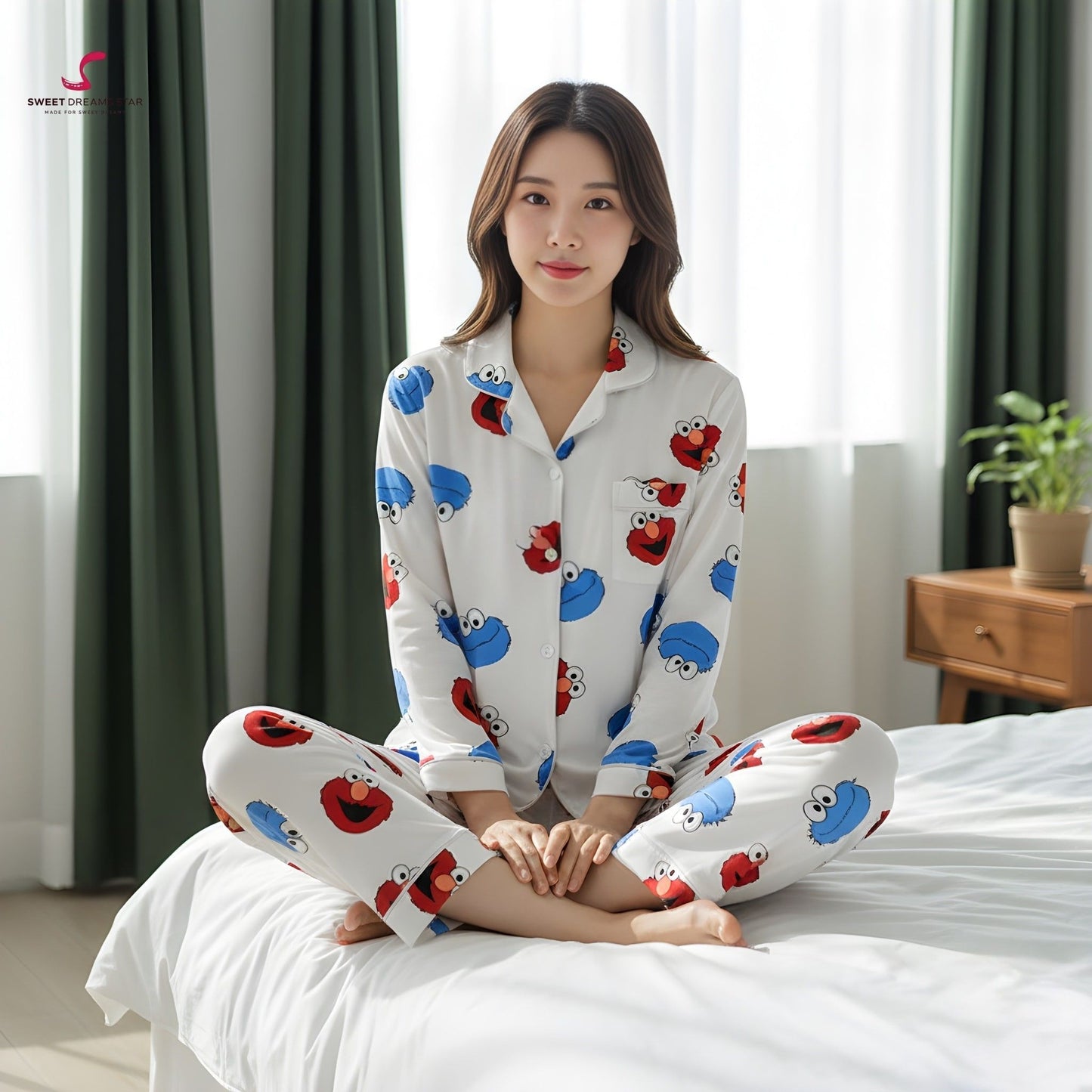 Cartoon Character Print Full-Length Pyjama Set