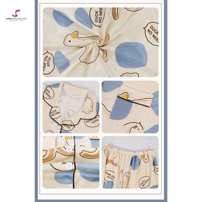 Duck Print Full-Length Pyjama Set