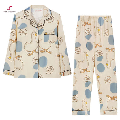 Duck Print Full-Length Pyjama Set