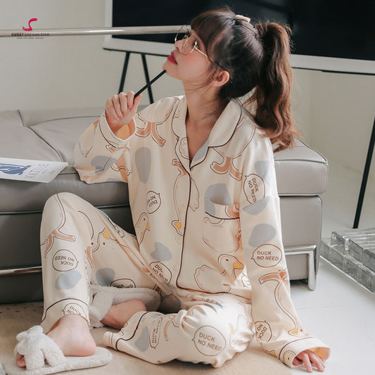 Duck Print Full-Length Pyjama Set