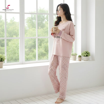 Pink Rabbit Polka Dot Women’s Long Pyjama Set