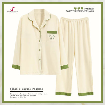 Luxury "Aloha Bear" Embroidered Full-Length Pyjama Set