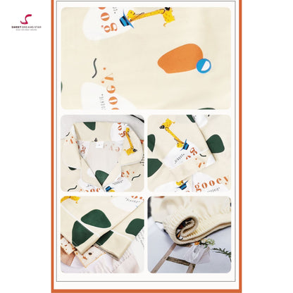 Abstract Giraffe & Geometric Print Full-Length Pyjama Set