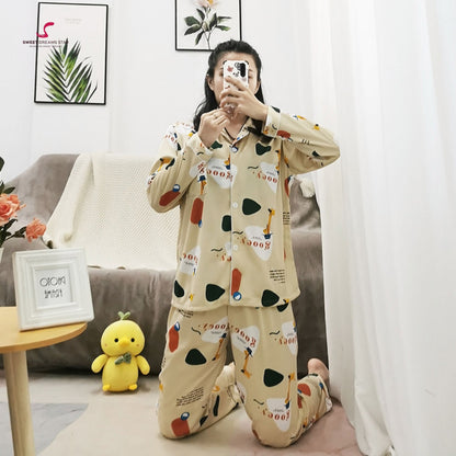 Abstract Giraffe & Geometric Print Full-Length Pyjama Set