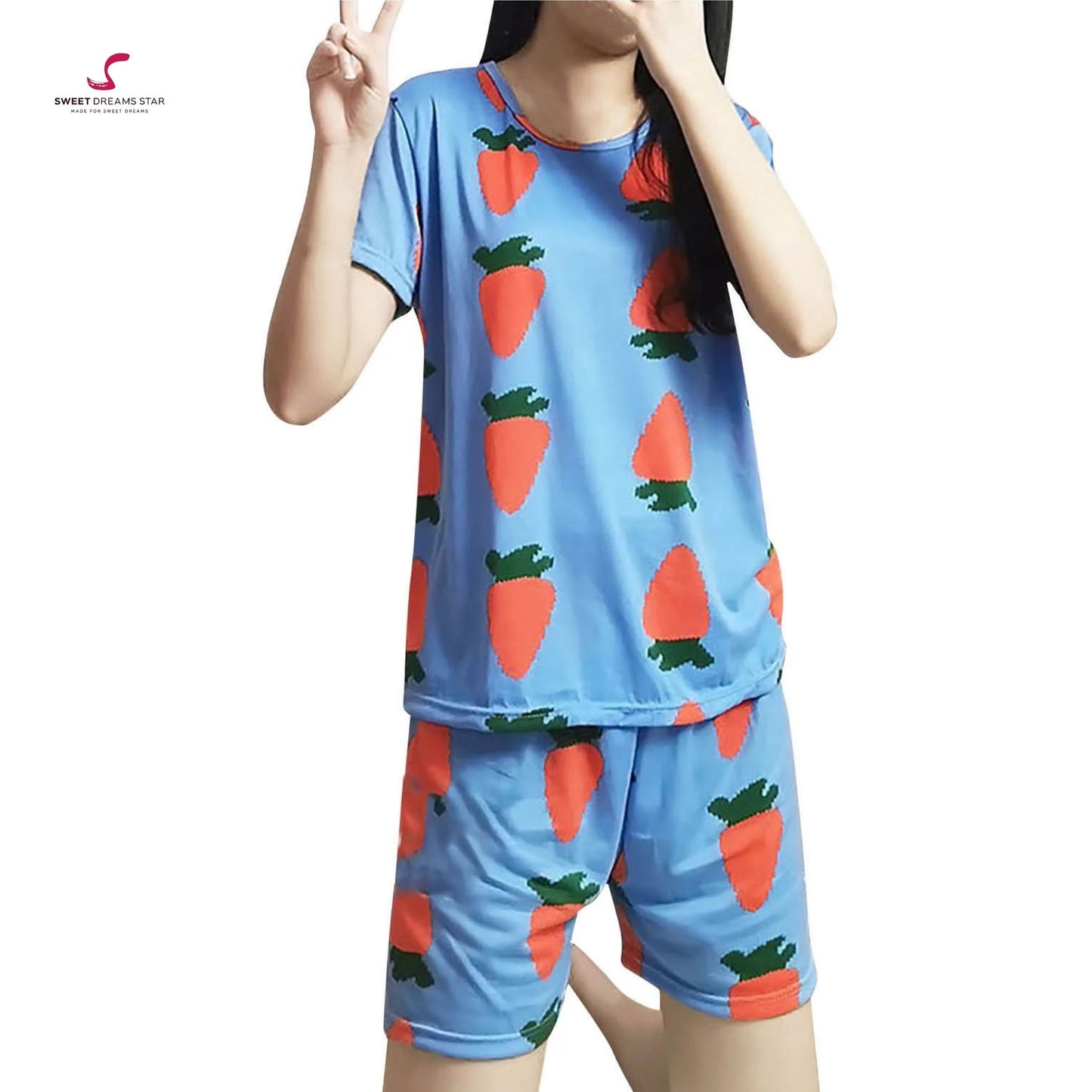 Carrot Patch Women’s Short Pyjama Set – Royal Blue