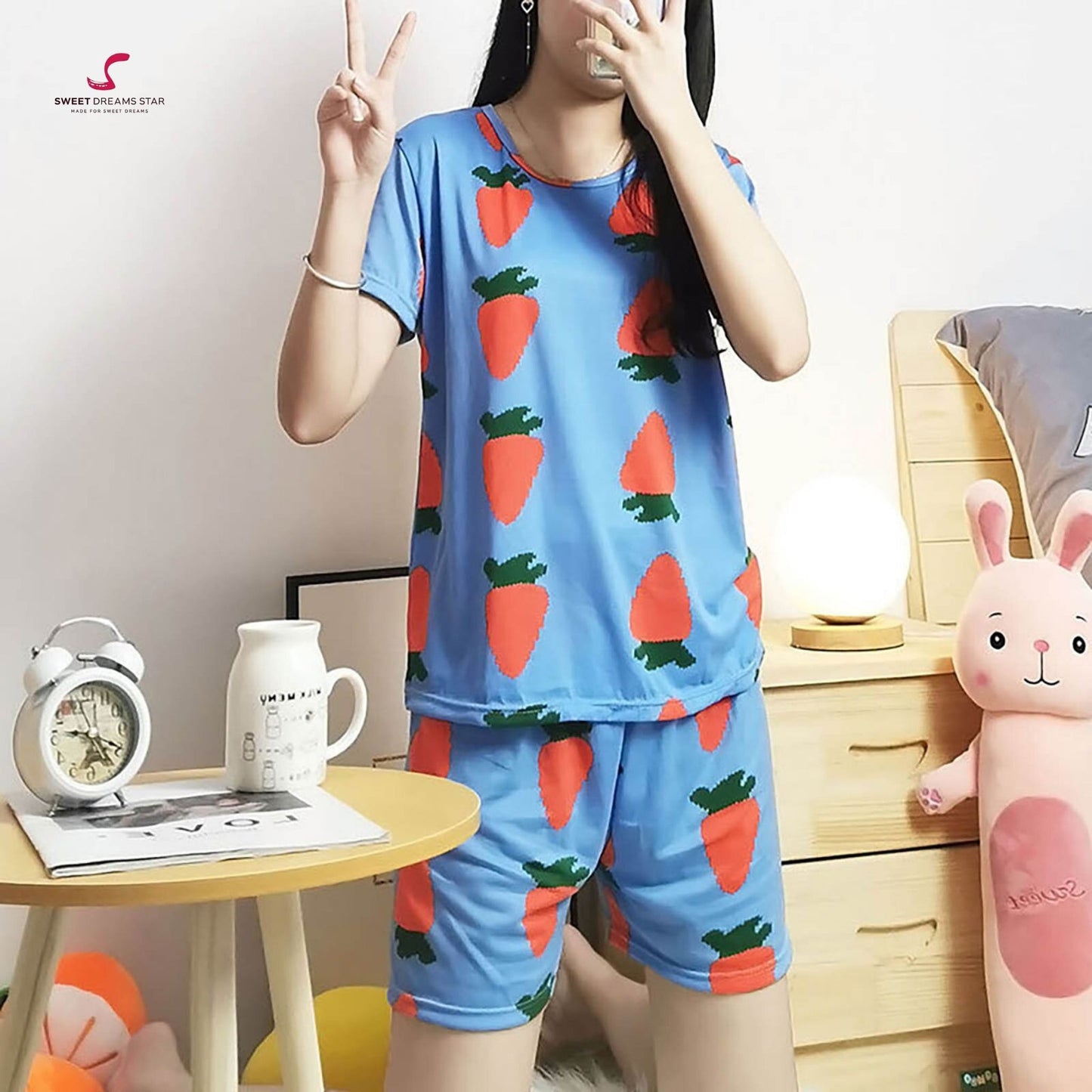 Carrot Patch Women’s Short Pyjama Set – Royal Blue