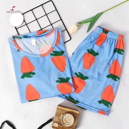 Carrot Patch Women’s Short Pyjama Set – Royal Blue