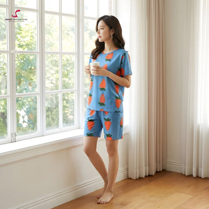 Carrot Patch Women’s Short Pyjama Set – Royal Blue