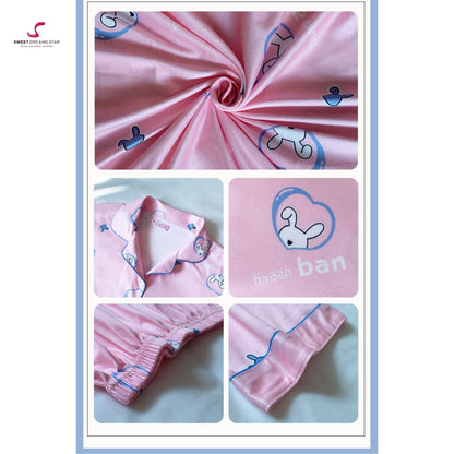 Luxury Bunny & Heart Print Full-Length Pyjama Set