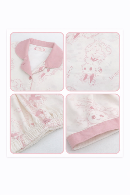 Women's Bunny & Cherry Blossom Pajama Set | Ultimate Comfort Wear | FREE SHIPPING