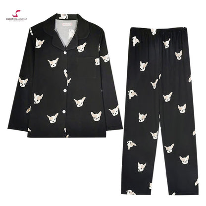 Chihuahua Print Full-Length Pyjama Set