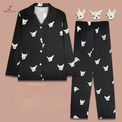 Chihuahua Print Full-Length Pyjama Set