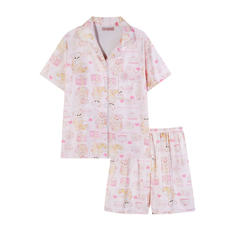 Women's Pastel Dream Character Short Sleeve Pajama Set | Ultimate Comfort Wear|FREE SHIPPING