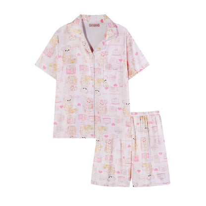 Women's Pastel Dream Character Short Sleeve Pajama Set | Ultimate Comfort Wear|FREE SHIPPING