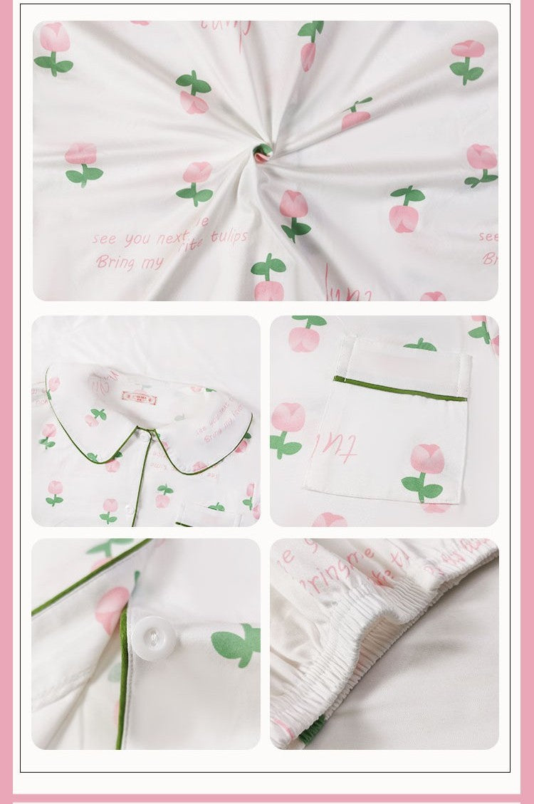 Women's Pink tulip Floral Pajama Set  | Ultimate Comfort Wear |FREE SHIPPING