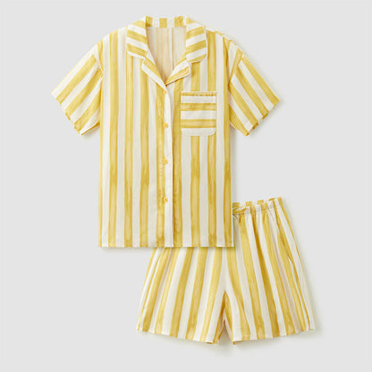 Women's Sunshine Stripe Short Sleeve Pajama Set  | Ultimate Comfort Wear | FREE SHIPPING